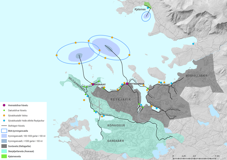 Frárennsli frá um 60% þjóðarinnar er hreinsað í hreinsistöðvum við Ánanaust og Klettagarða í Reykjavík.